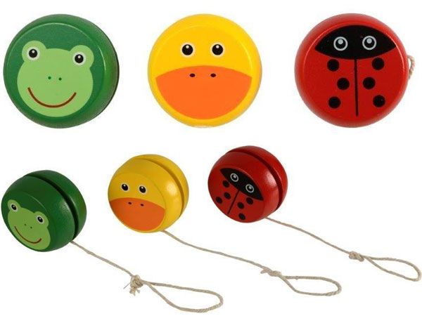 12x Wood Works Classic Wooden Animal Yoyo, by HTI Toys