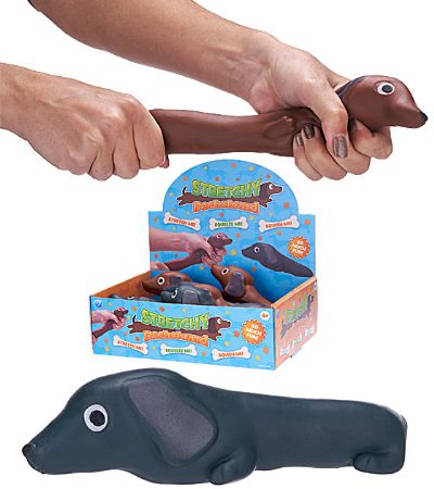 12x Squeezy, Stretchy Dachshunds In Counter Display