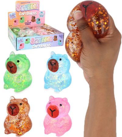 12x Sparkly Capybara Squeeze Toy With Sugar/Maltose Filling