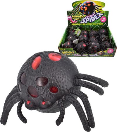 Display Of 12x Gross Me Out Squishy Spiders With A Belly Full Of Bugs